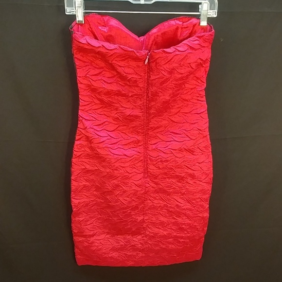 Daisy Hot Pink w/ Black Lace Bodycon Mini Dress. Evening Dance Cocktail - Picture 3 of 8